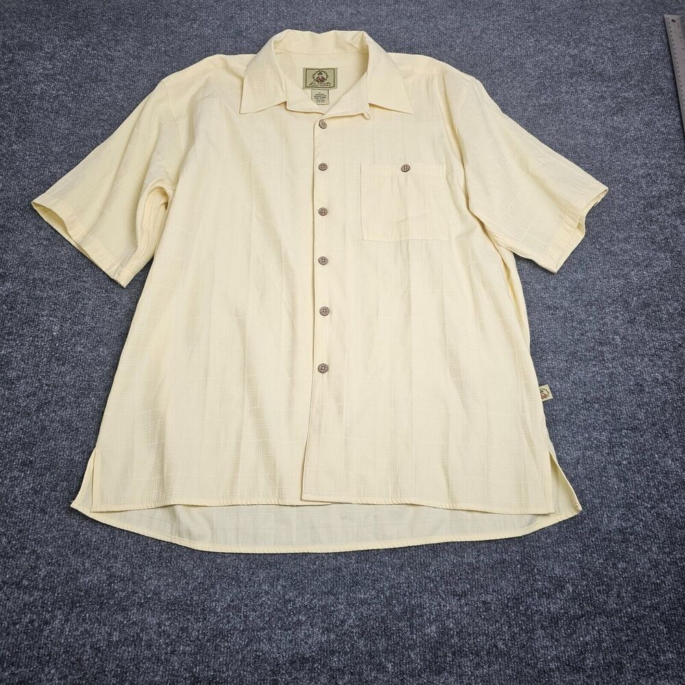 Joe Marlin Extra Large XL Yellow Short Sleeve Button Up Hawaiian Shirt